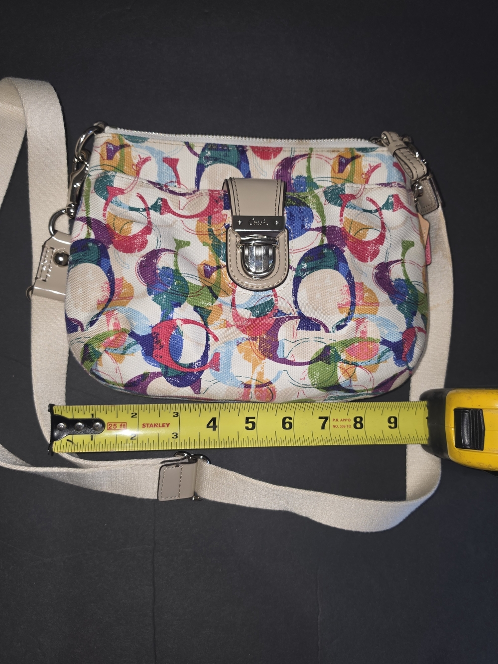 Coach Multicolor Signature Canvas Crossbody with Beige Trim and Silver Hardware - Picture 13 of 13